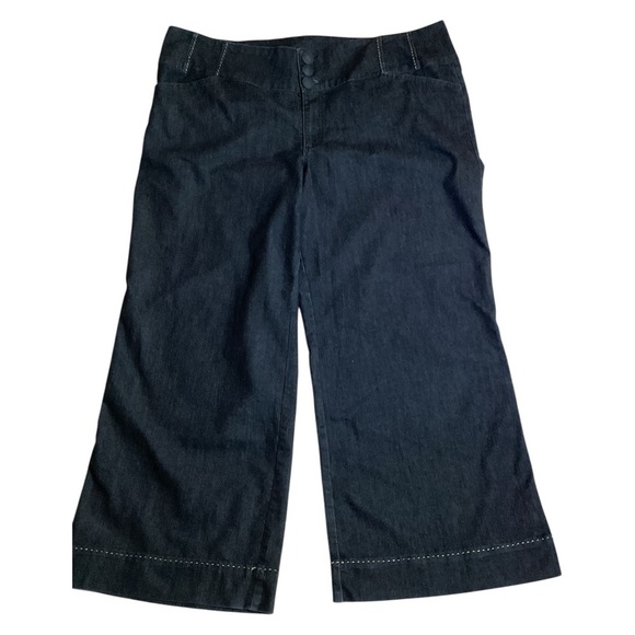 Venezia Navy Flare Jeans, Wide Leg, Stretch, Plus Size 28 - Picture 2 of 9